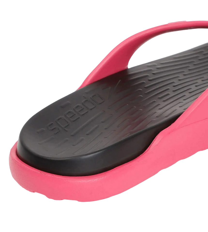 Women's Dual Colour Flip Flops - Black & Raspberry Fill
