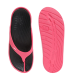 Women's Dual Colour Flip Flops - Black & Raspberry Fill