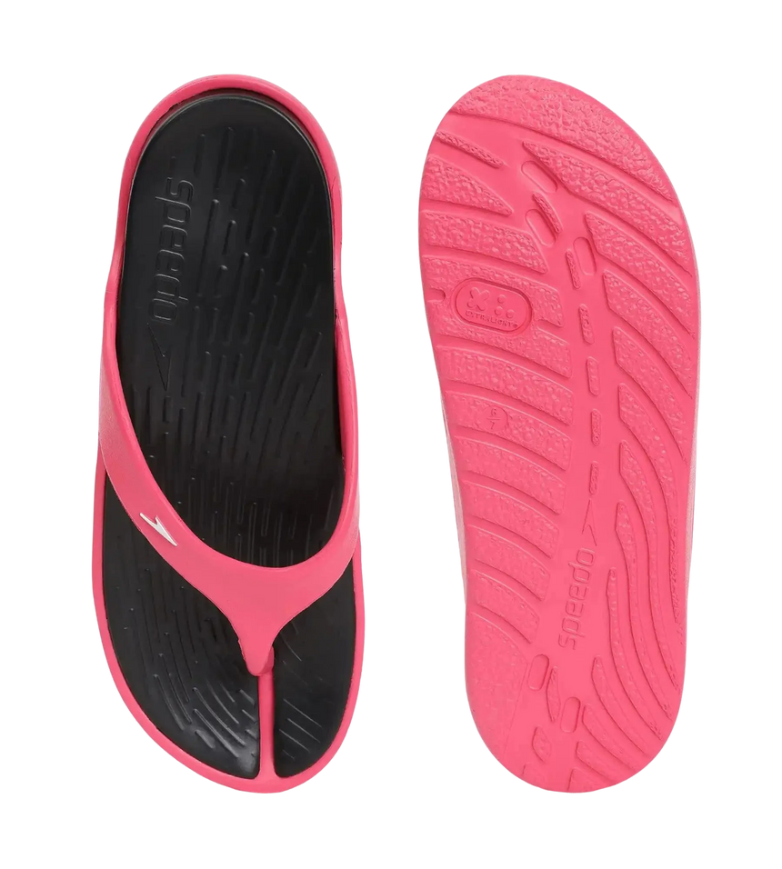 Women's Dual Colour Flip Flops - Black & Raspberry Fill