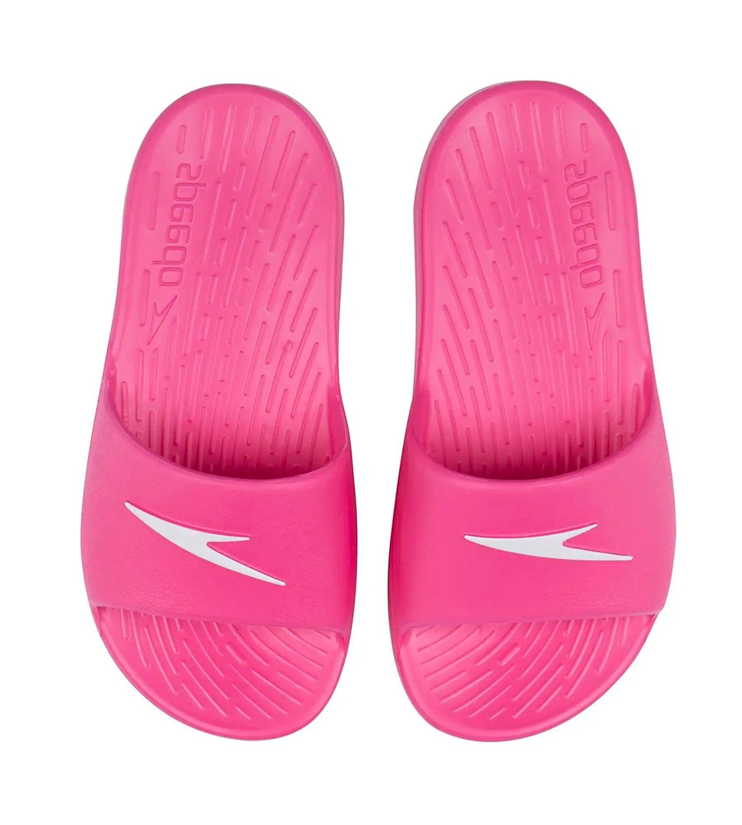 Unisex Junior's Single Colour Slides - Electric Pink & White_2