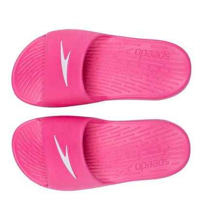 Unisex Junior's Single Colour Slides - Electric Pink & White_4