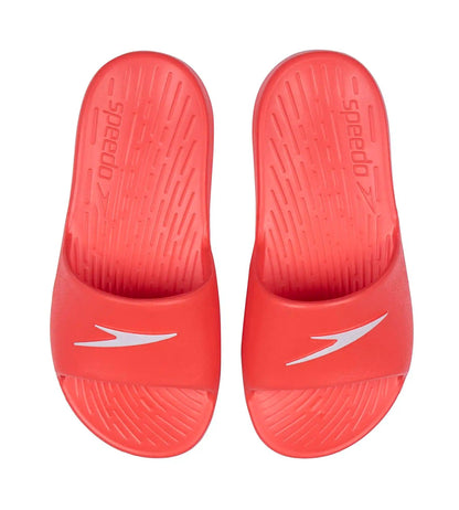 Unisex Junior's Single Colour Slides - Lava Red & White_2