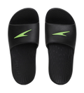 Unisex Junior's Single Colour Slides For Boys and Girls - Black & Atomic Lime