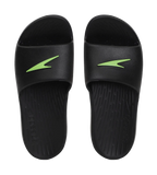 Unisex Junior's Single Colour Slides For Boys and Girls - Black & Atomic Lime