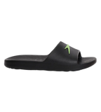 Unisex Junior's Single Colour Slides For Boys and Girls - Black & Atomic Lime