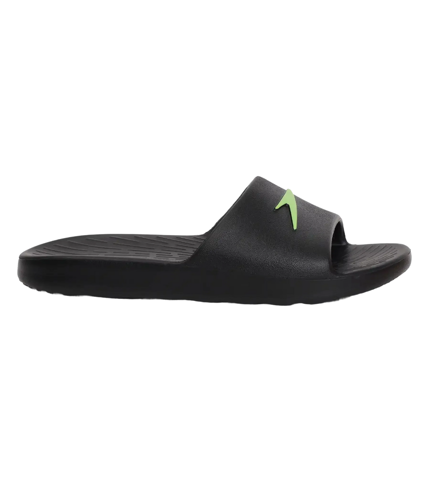 Unisex Junior's Single Colour Slides For Boys and Girls - Black & Atomic Lime