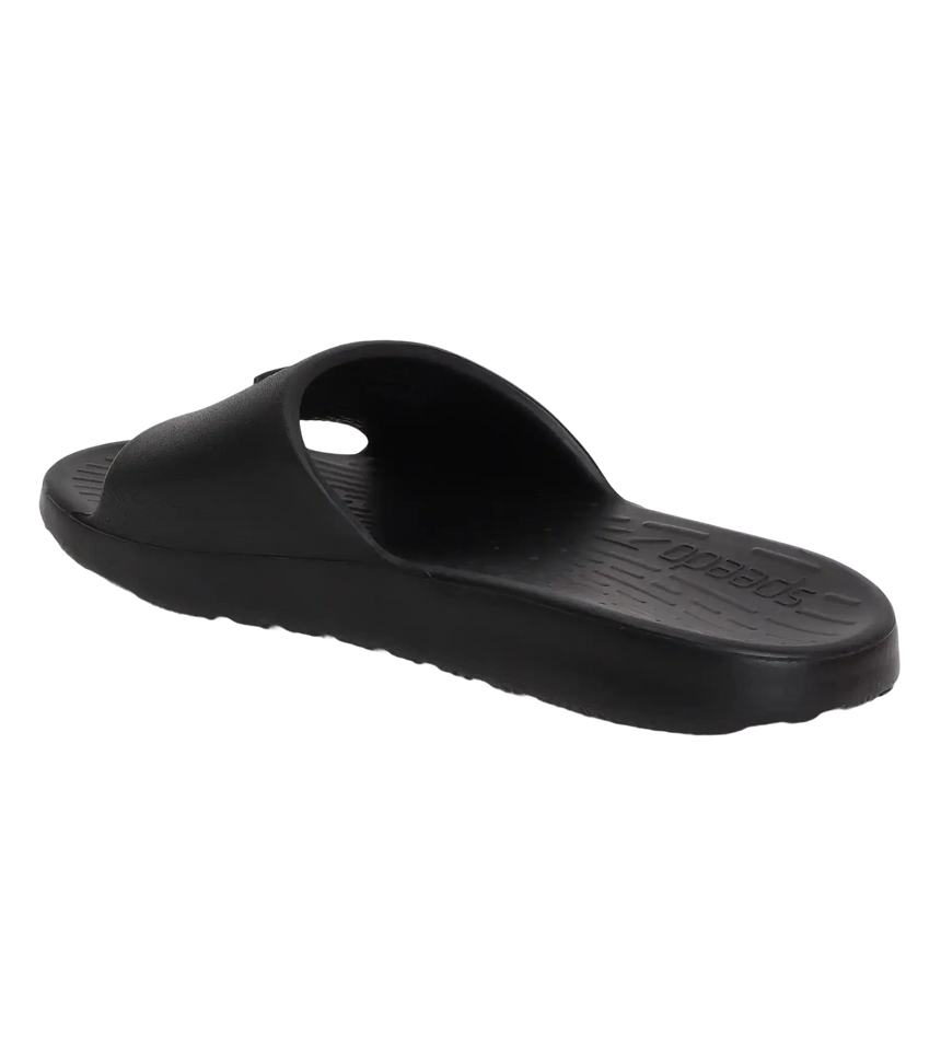 Unisex Junior's Single Colour Slides For Boys and Girls - Black & Atomic Lime