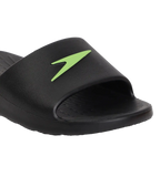 Unisex Junior's Single Colour Slides For Boys and Girls - Black & Atomic Lime