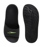 Unisex Junior's Single Colour Slides For Boys and Girls - Black & Atomic Lime