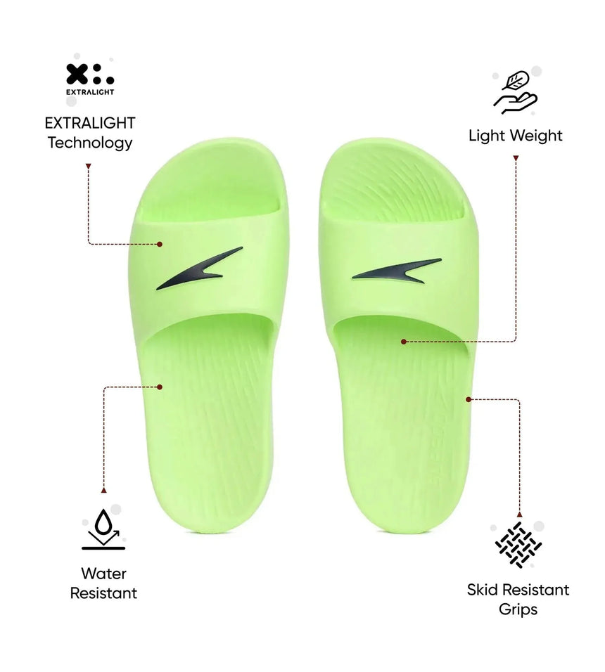 Unisex Junior's Single Colour Slides For Boys and Girls - Bright Zest & True Navy