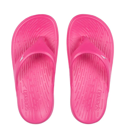 Unisex Junior's Single Colour Flip Flops - Electric Pink  & White_1