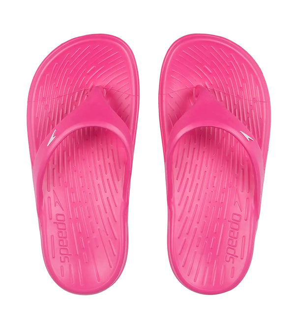 Unisex Junior's Single Colour Flip Flops - Electric Pink  & White_1