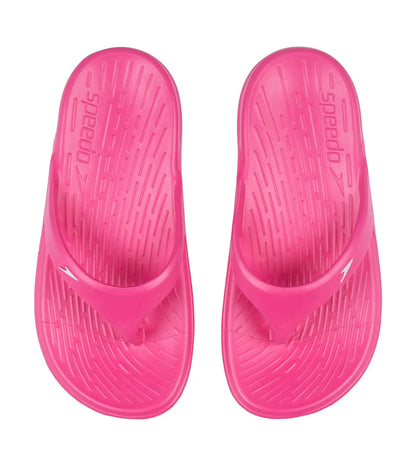 Unisex Junior's Single Colour Flip Flops - Electric Pink  & White_2
