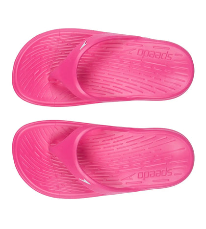 Unisex Junior's Single Colour Flip Flops - Electric Pink  & White_4