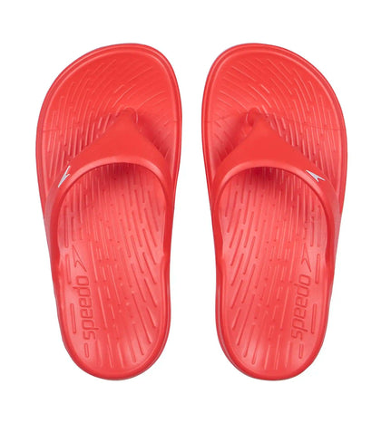 Unisex Junior's Single Colour Flip Flops - Lava Red & White_1