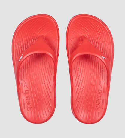 Unisex Junior's Single Colour Flip Flops For Boys and Girls - Lava Red & White