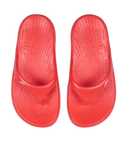 Unisex Junior's Single Colour Flip Flops - Lava Red & White_2