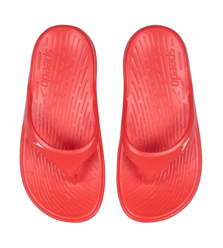 Unisex Junior's Single Colour Flip Flops - Lava Red & White_2