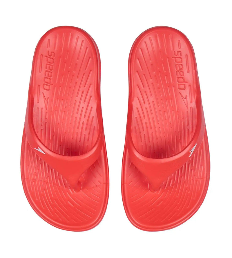 Unisex Junior's Single Colour Flip Flops - Lava Red & White_2
