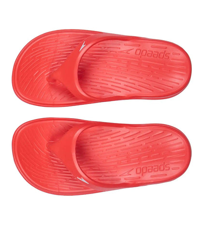 Unisex Junior's Single Colour Flip Flops - Lava Red & White_4