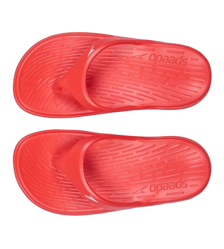 Unisex Junior's Single Colour Flip Flops - Lava Red & White_4