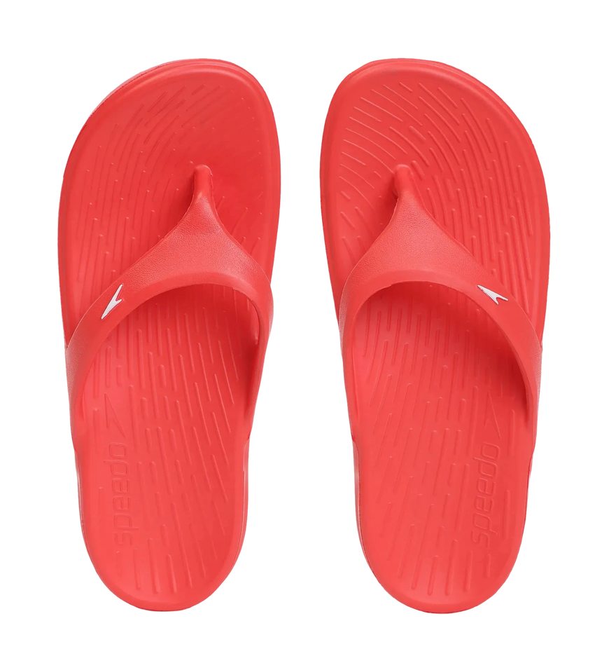 Unisex Junior's Single Colour Flip Flops For Boys and Girls - Fed Red & White