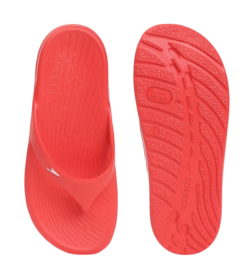 Unisex Junior's Single Colour Flip Flops For Boys and Girls - Fed Red & White
