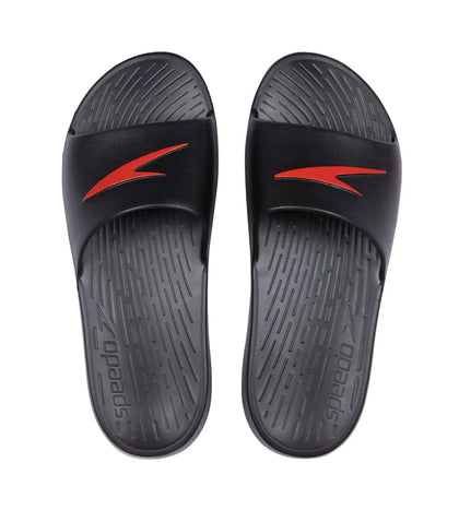 Men's Single Colour Slides - Black & Lava Red_1