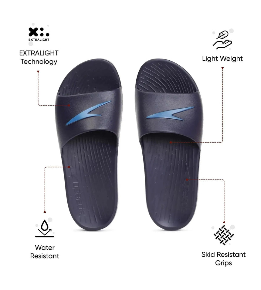 Men's Single Colour Slides - True Navy & Blue Flame