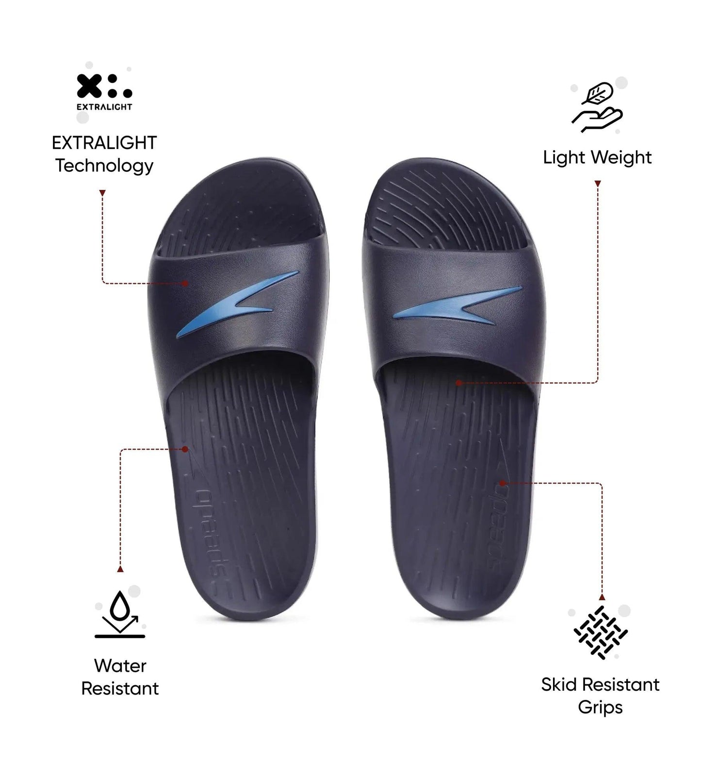 Men's Single Colour Slides - True Navy & Blue Flame