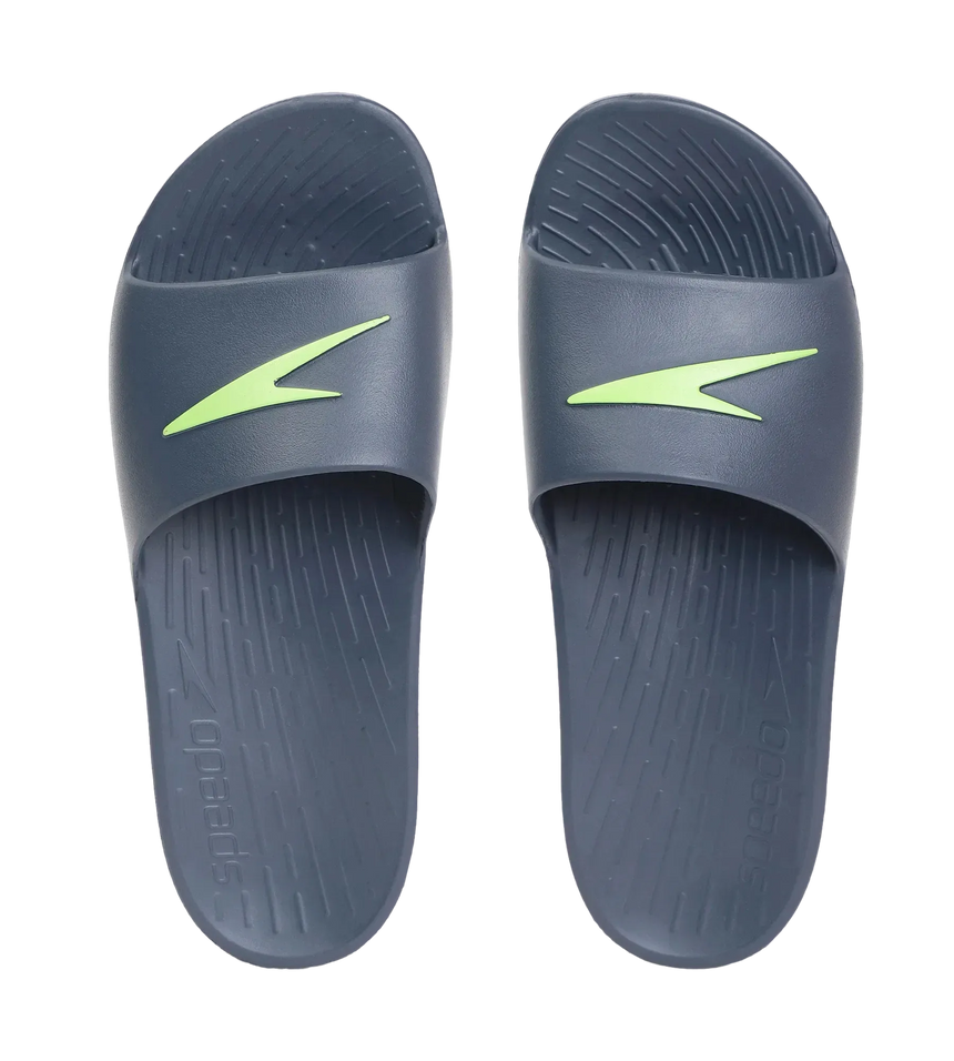 Men's Single Colour Slides - USA Charcoal & Atomic Lime