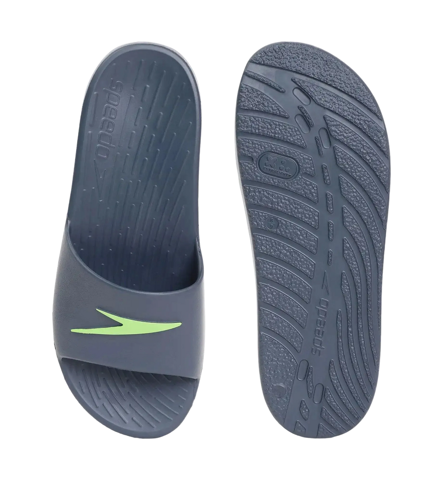 Men's Single Colour Slides - USA Charcoal & Atomic Lime