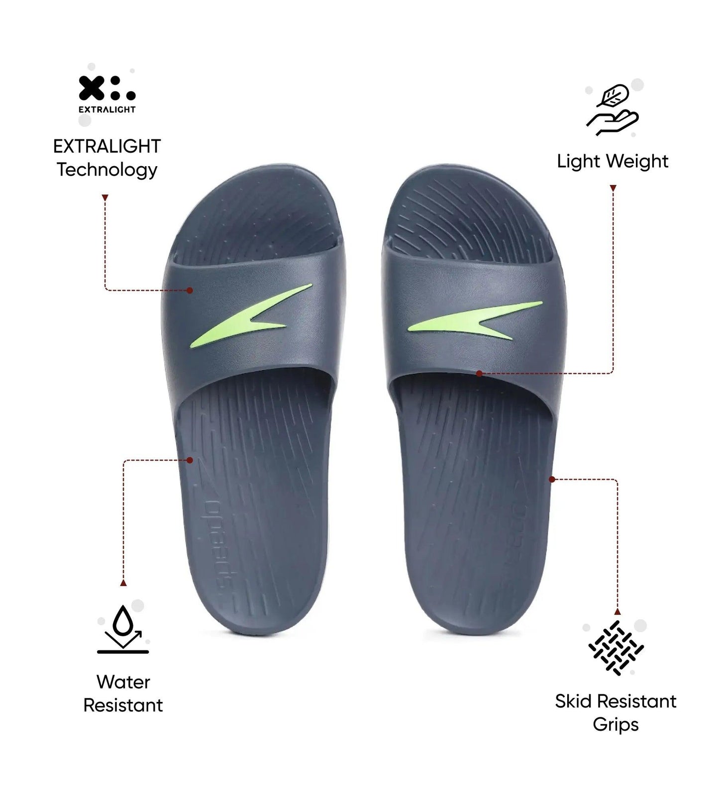 Men's Single Colour Slides - USA Charcoal & Atomic Lime