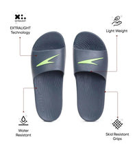 Men's Single Colour Slides - USA Charcoal & Atomic Lime
