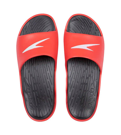 Men's Single Colour Slides - Black & Lava Red_1