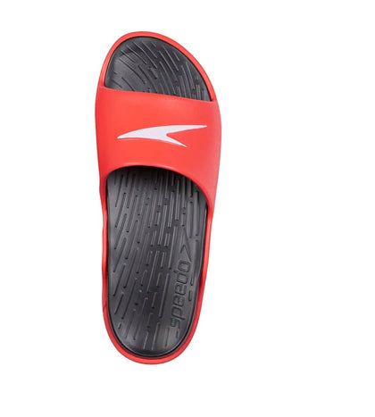 Men's Single Colour Slides - Black & Lava Red_3