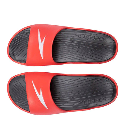 Men's Single Colour Slides - Black & Lava Red_4