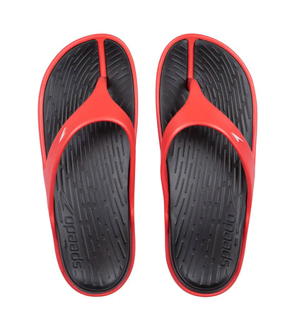 Men's Dual Colour Flip Flops -  Black & Lava Red