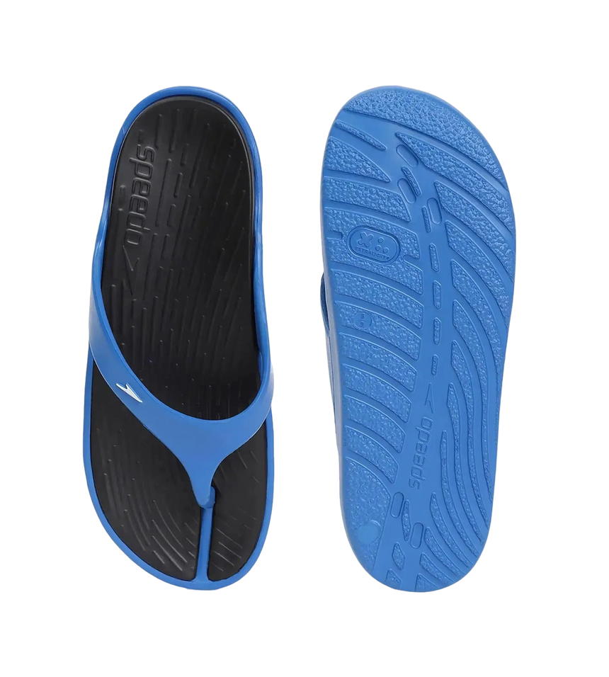 Men's Dual Colour Flip Flops - Black & Blue Flame