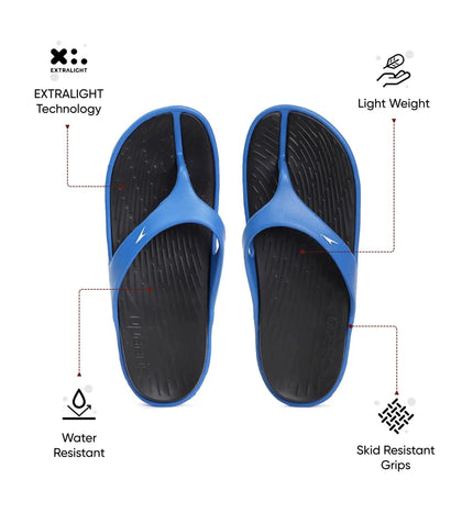 Men's Dual Colour Flip Flops - Black & Blue Flame