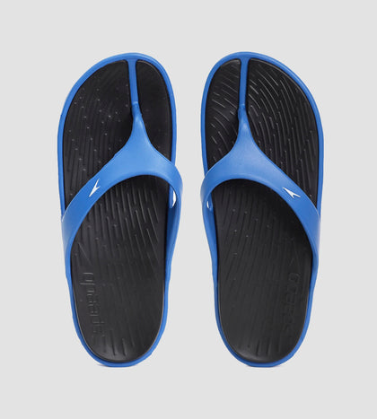 Men's Dual Colour Flip Flops - Black & Blue Flame