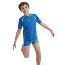 Boy's Enduraflex Short Sleeve Suntop - Turkish Sea & Hyper Yellow