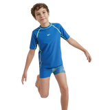 Boy's Enduraflex Short Sleeve Suntop - Turkish Sea & Hyper Yellow