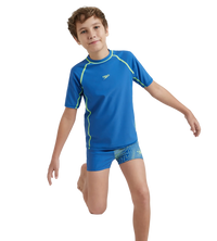Boy's Enduraflex Short Sleeve Suntop - Turkish Sea & Hyper Yellow
