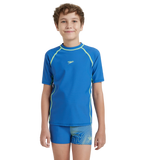 Boy's Enduraflex Short Sleeve Suntop - Turkish Sea & Hyper Yellow