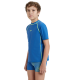 Boy's Enduraflex Short Sleeve Suntop - Turkish Sea & Hyper Yellow