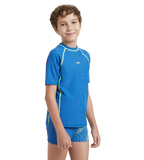 Boy's Enduraflex Short Sleeve Suntop - Turkish Sea & Hyper Yellow