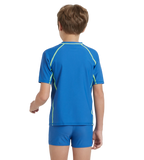 Boy's Enduraflex Short Sleeve Suntop - Turkish Sea & Hyper Yellow