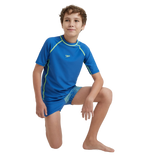 Boy's Enduraflex Short Sleeve Suntop - Turkish Sea & Hyper Yellow
