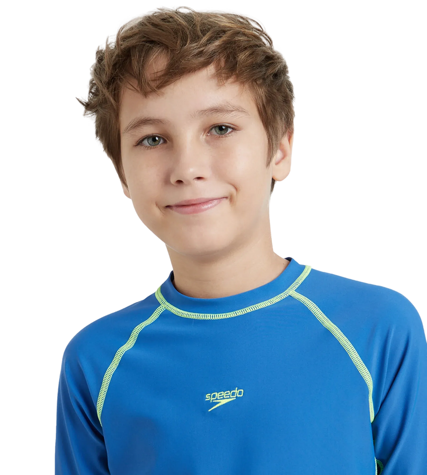 Boy's Enduraflex Short Sleeve Suntop - Turkish Sea & Hyper Yellow